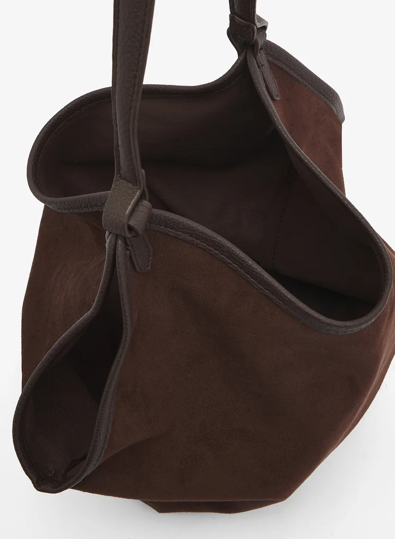 ELLA Mocha suede slouch tote for Women | Best Price UAE